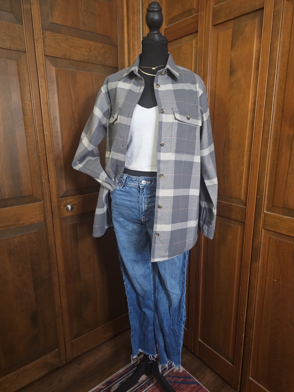 Columbia Gray Plaid Button-Up Jacket